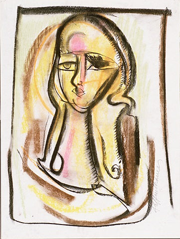 Head of Woman with Yellow Hues (Framed)