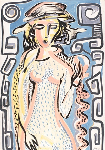 Woman in Hat and Boa
